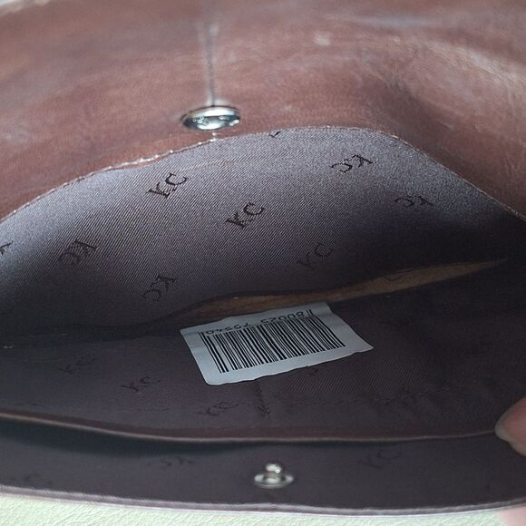 Kenneth Cole Clutch Chocolate Brown Leather with Optional Wristlet Strap - Picture 15 of 16